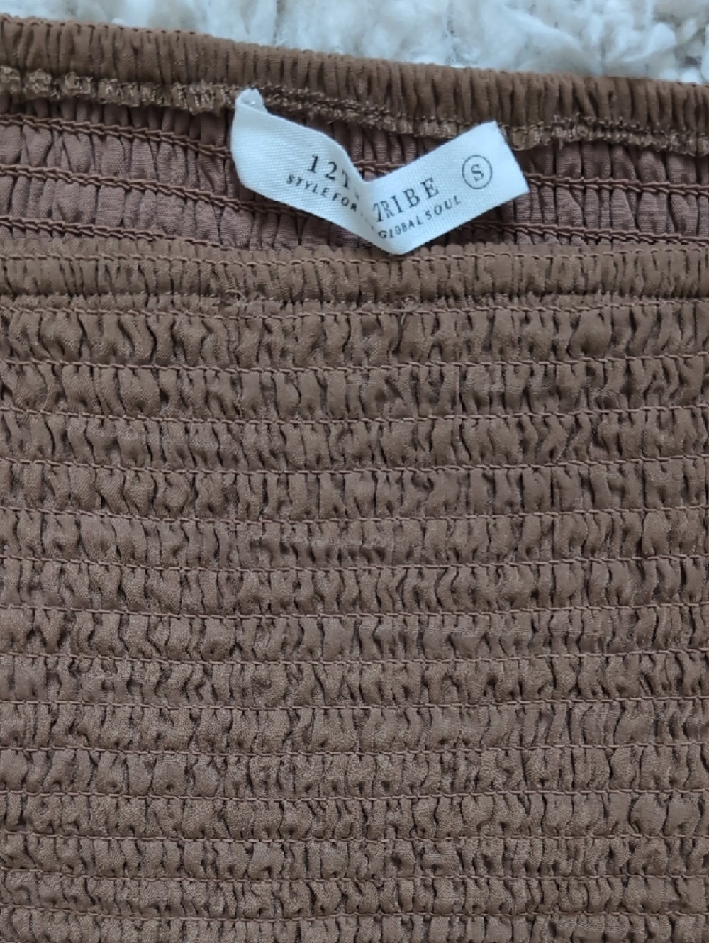 12th Tribe Brown Smocked Waist Ruffle Dress - Picture 2 of 3